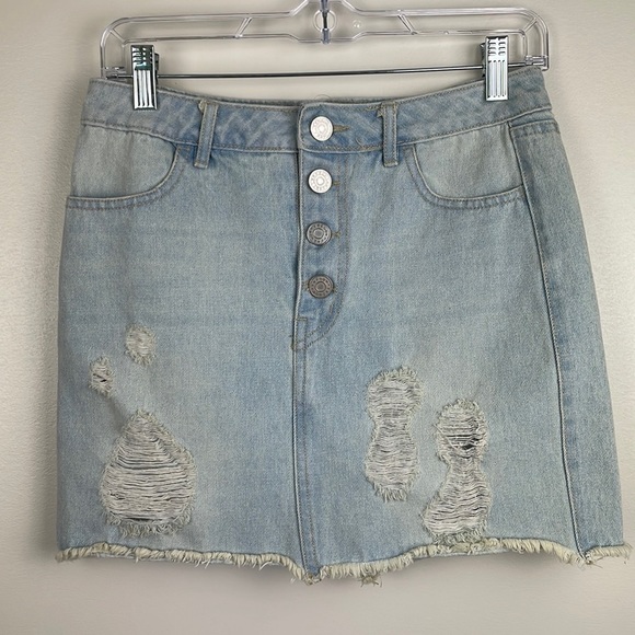 REFUGE Distressed Y2K 90’s Acid Wash Denim Jean Skirt. Size XS - Picture 1 of 6